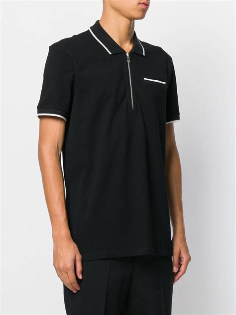 versus versace black zip polo shirt|Versace polo shirt price.